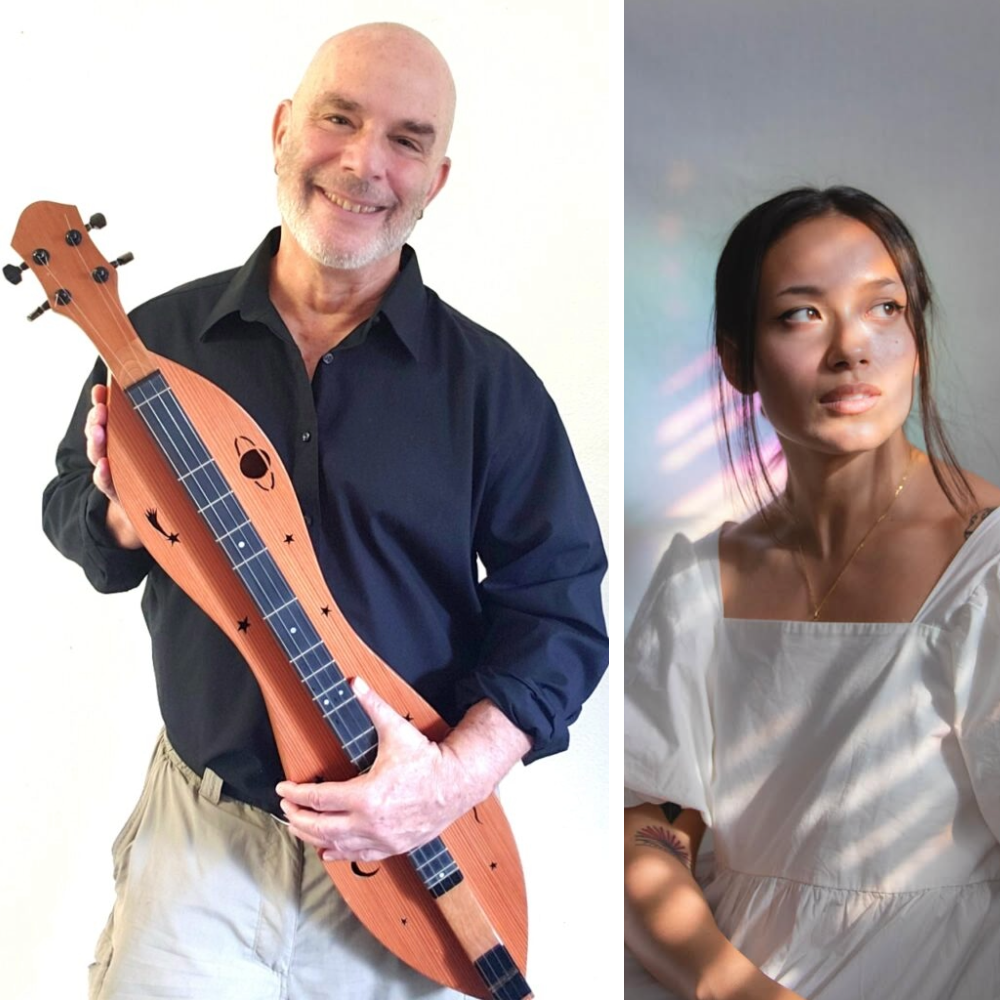Dulcimer artist Kevin Roth with singer-songwriter Leatea